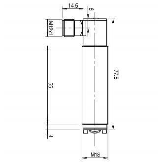 Cellule Directe PNP P=1m Pot. IR LO/DO Laiton Axial / M12 4P Radial-Lire la description