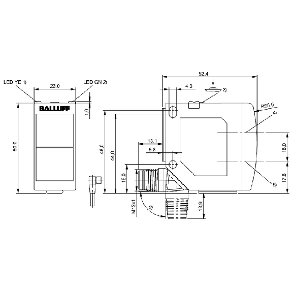 Cellule Bar. reflex PNP NO+NF P=14m LR LO/DO / M12 4P-Lire la description