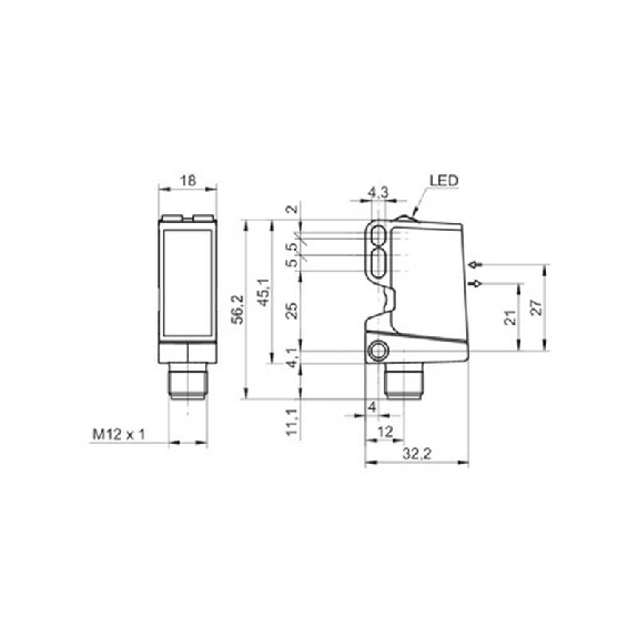 Cellule Bar. reflex Push-Pull P=8m LR LO / M12 4P-Lire la description
