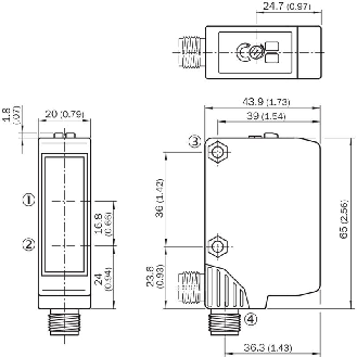 Cellule Bar. reflex PNP P=15m Pot. LR LO/DO 10-30Vdc / M12 4P-Lire la description