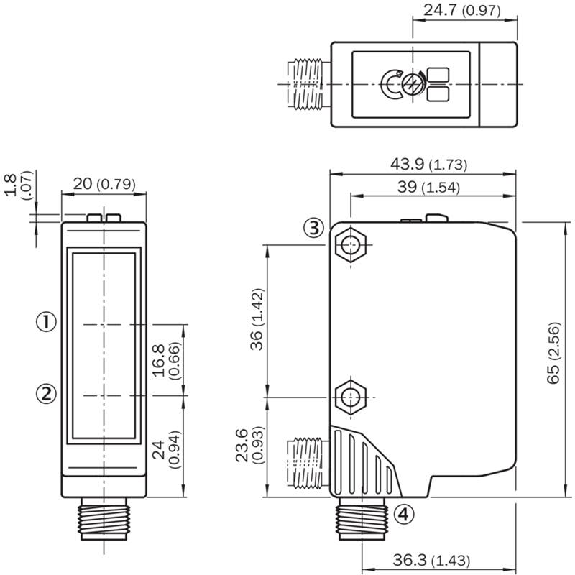 Cellule Bar. reflex PNP P=15m Pot. LR LO/DO 10-30Vdc / M12 4P-Lire la description