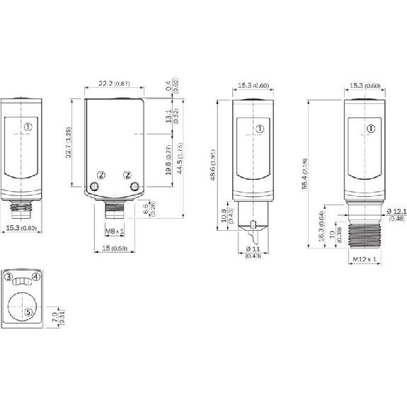 Cellule Bar. reflex transp. PNP P=5m Teach LO/DO Inox WD M08 4P+C0.15-Lire la description