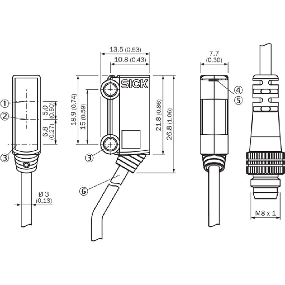 Cellule Bar. reflex PNP P=3m PinPoint DO / M08 3P+C0.2m-Lire la description