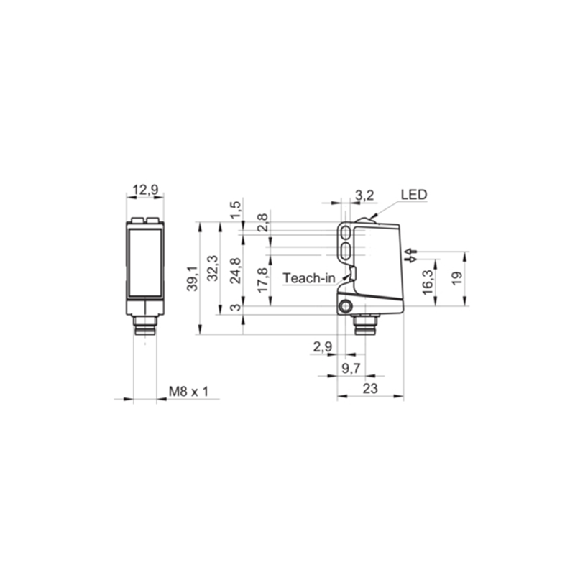 Cellule Bar. reflex PNP P=5m qTeach+IO-L Laser LO/DO / M08 4P-Lire la description