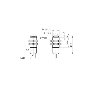 Cellule EAP M18 PNP P=50mm Pot. LR LO/DO Inox Axial / Câble 2m-Lire la description