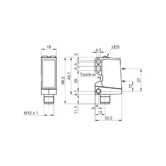 Cellule Directe Push-Pull P=600mm qTeach LR LO/DO / M12 4P-Lire la description