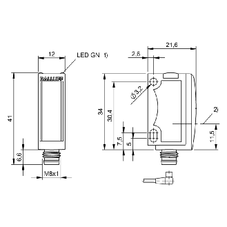 Cellule Barrage (E) PNP P=13m LR 10-30VDC / M08 4P-Lire la description