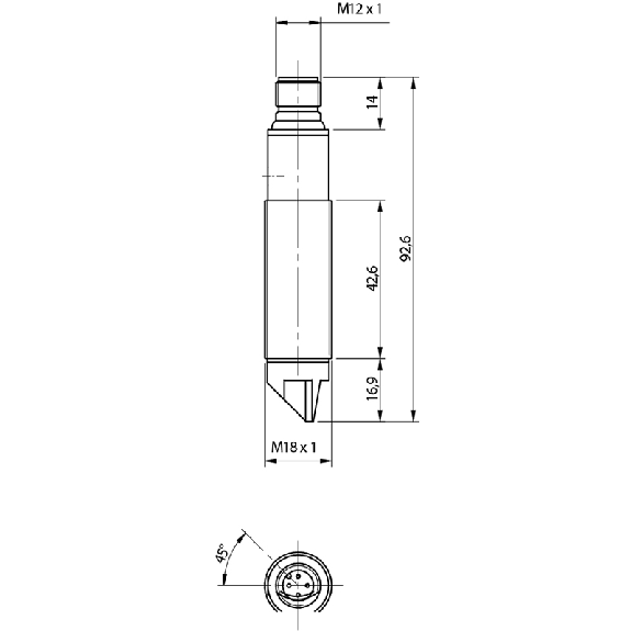 Cellule Bar. reflex transp M18 NPN P=1,5m LR NO+NF Métal Radial M12-Lire la description