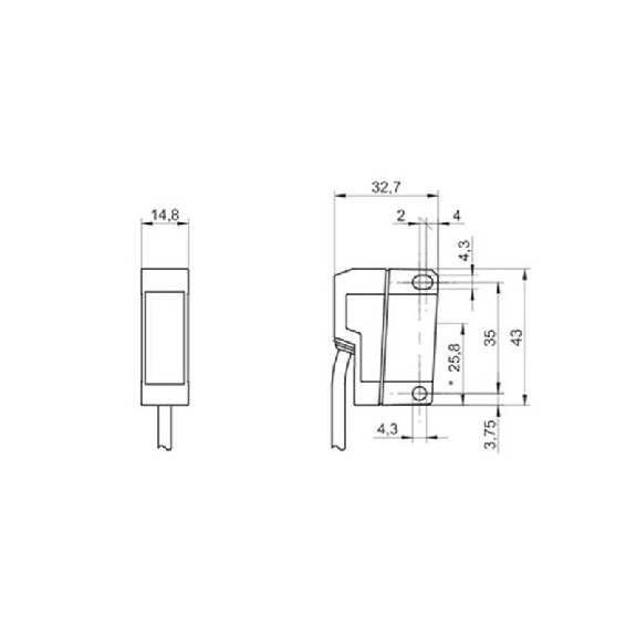 Cellule Barrage (E) P=12m LR Plast. 10-30Vdc 31*43*14 / Câble 2m-Lire la description