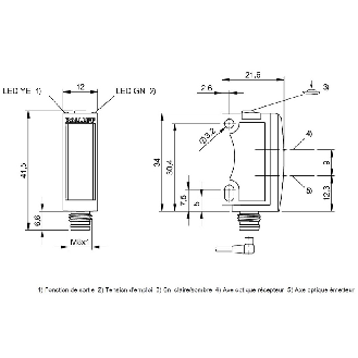 Cellule EAP PNP P=120mm Teach Laser LO/DO / M08 4P-Lire la description