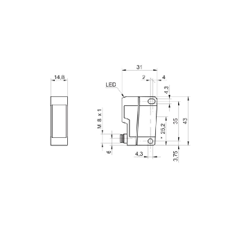 Cellule Barrage (E) Laser P=8m Plast. 31*43*14 / M08 4P-Lire la description
