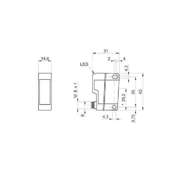 Cellule Barrage (E) Laser P=8m Plast. 31*43*14 / M08 4P Cellule Barrage (E) Laser P=8m Plast. 31*43*14 / M08 4P-Lire la description