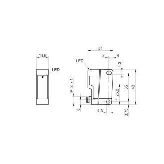 Cellule Barrage (R) PNP P=8m Laser LO/DO Plast. 31*43*14 / M08 4P-Lire la description