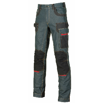 U-Power - Pantalon de travail bleu jean Stretch PLATINUM-Lire la description