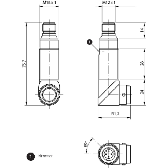 Cellule Directe M18 NPN P=100mm LO Plast. Radial / M12 4P-Lire la description