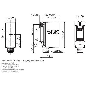 Cellule Bar. reflex PNP P=15m Pot. PinPoint LO/DO 10-30Vdc / M12 4P-Lire la description