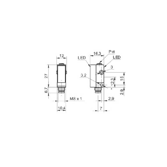 Cellule Bar. reflex NPN P=3,5m Pot. LO/DO Plast. 10-30Vdc / M08 4P-Lire la description
