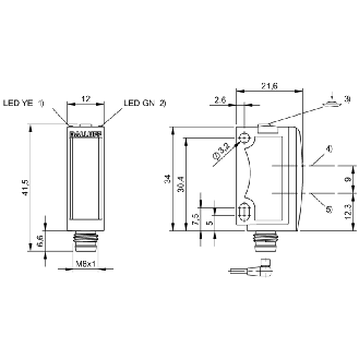 Cellule Bar. reflex PNP P=6m Teach LR LO/DO / M08 4P-Lire la description