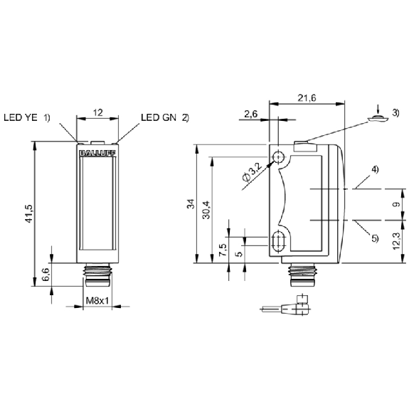 Cellule Bar. reflex PNP P=6m Teach LR LO/DO / M08 4P-Lire la description