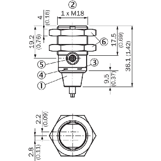 Cellule Directe M18 NPN P=550mm PinPoint LO Métal Axial / Câble 2m-Lire la description