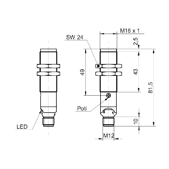 Cellule Barrage (R) M18 PNP P=55m Pot. Laser LO/DO Axial / M12 4P Cellule Barrage (R) M18 PNP P=55m Pot. Laser LO/DO Axial / M12 4P-Lire la description