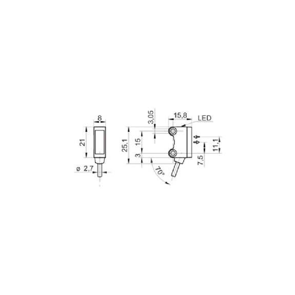 Cellule Bar. reflex PNP P=4m LR LO/DO / Câble 2m PVC-Lire la description