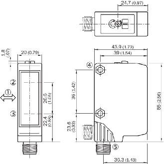 Cellule EAP NPN P=1m Pot. LR LO/DO 10-30Vdc / M12 4P-Lire la description