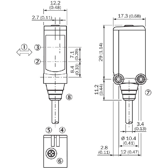Cellule EAP NPN P=300mm Pot. Laser LO/DO / Câble 2m Cellule EAP NPN P=300mm Pot. Laser LO/DO / Câble 2m-Lire la description