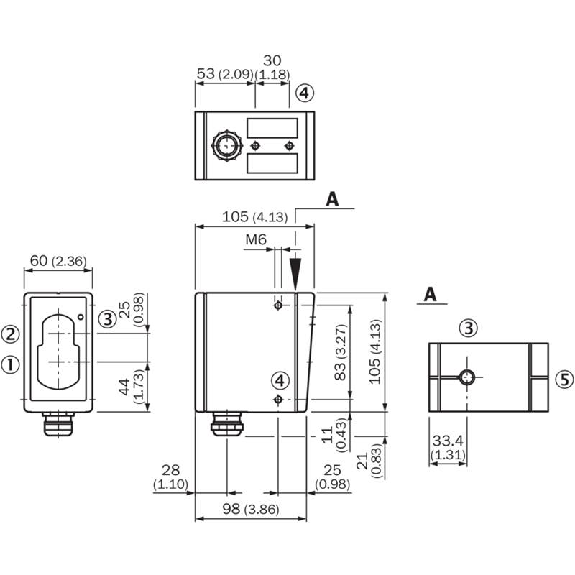 Cellule Bar. reflex RELAIS SPDT P=55m Pot. LR LO/DO 20-250V / Bornes-Lire la description
