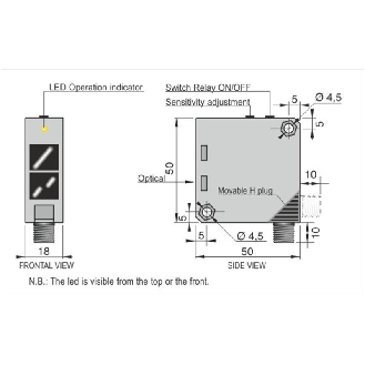 Cellule Bar. reflex RELAIS P=8m IR 1RT 12-250VAC/DC / M12 4P-Lire la description