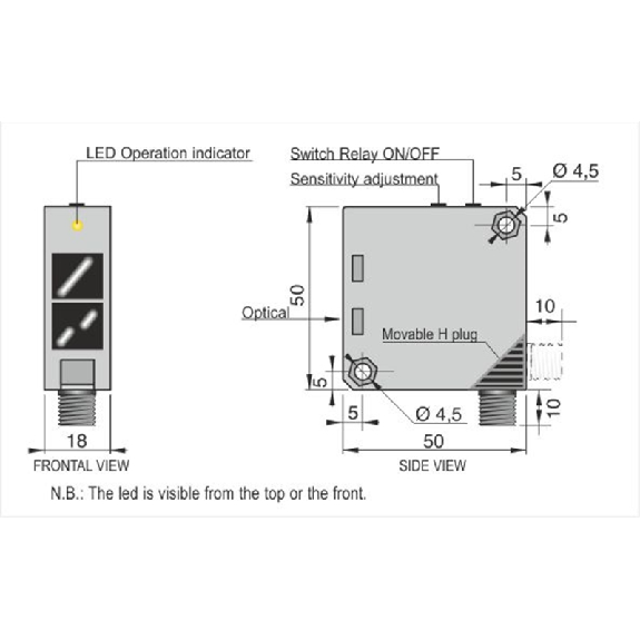 Cellule Bar. reflex RELAIS P=8m IR 1RT 12-250VAC/DC / M12 4P-Lire la description