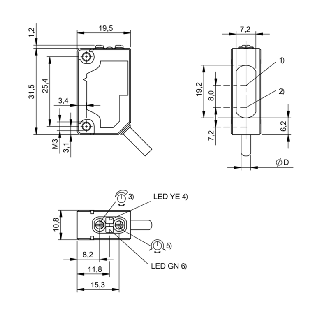 Cellule EAP PNP P=300mm Pot. Laser LO/DO / Câble 2m-Lire la description