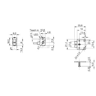 SmartReflect PNP P=45mm Teach LR LO/DO Plast. Axial / Câble 2m-Lire la description