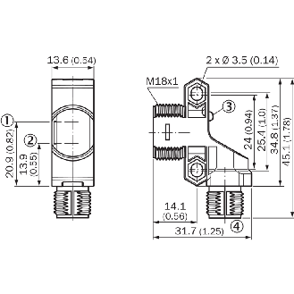 Cellule Bar. reflex PNP P=5m LR DO / M12 4P-Lire la description