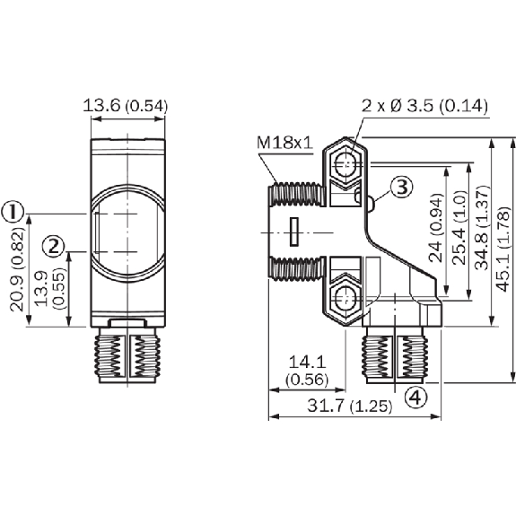 Cellule Bar. reflex PNP P=5m LR DO / M12 4P-Lire la description