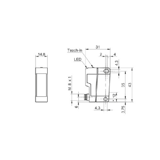 Cellule EAP PNP P=40-200mm Teach LR LO/DO Plast. 10-30Vdc / M08 4P-Lire la description