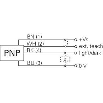 Cellule EAP PNP P=40-200mm Teach LR LO/DO Plast. 10-30Vdc / M08 4P-Lire la description