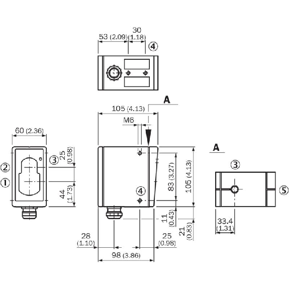 Cellule Bar. reflex RELAIS SPDT P=55m Pot. LR LO/DO 20-250V / Bornes-Lire la description