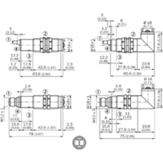 Cellule Bar. reflex M18 PNP P=3,7m Pot. DO Métal Axial / M12 4P-Lire la description
