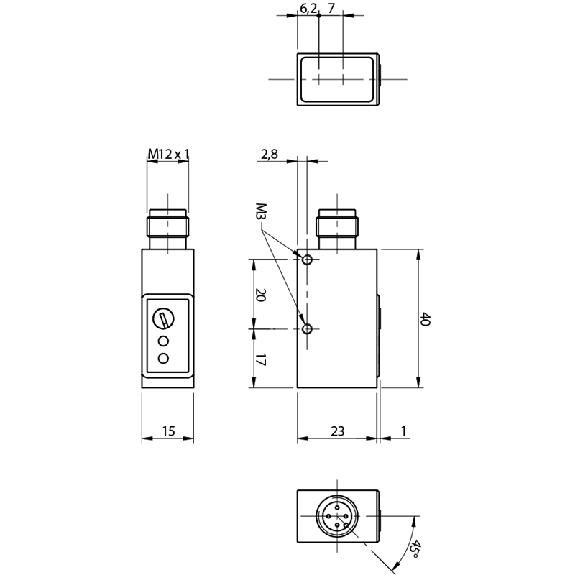 Cellule Directe NPN+PNP NF P=300mm Pot. IR Axial / M12-A 4P-Lire la description