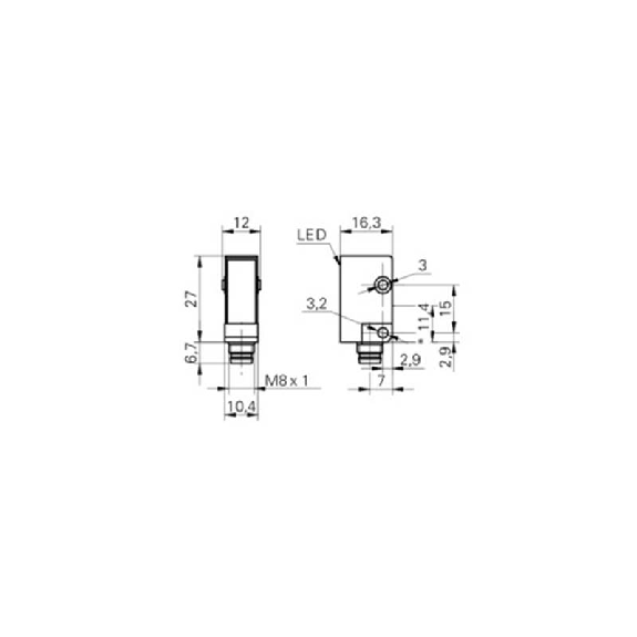 Cellule Barrage (E) P=8m Plast. 10-30Vdc / M08 4P-Lire la description