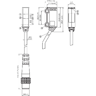 Cellule EAP NPN P=66mm PinPoint LO 10-30Vdc/ M08 3P+C0.2m-Lire la description