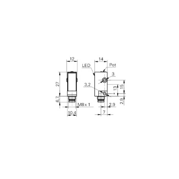 Cellule Directe NPN P=200mm LR LO/DO 10-30Vdc / M08 4P Cellule Directe NPN P=200mm LR LO/DO 10-30Vdc / M08 4P-Lire la description