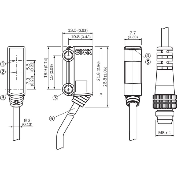 Cellule EAP PNP P=36mm PinPoint LO / M08 3P+C0.2m Cellule EAP PNP P=36mm PinPoint LO / M08 3P+C0.2m-Lire la description