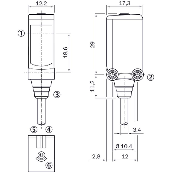 Cellule Bar. reflex transp. PNP P=5m IO-Link PinPoint / M08 4P+C0.1m-Lire la description