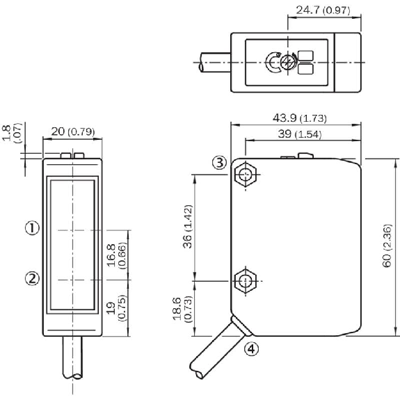Cellule Bar. reflex RELAIS SPDT P=12m Pot. LR 24-240VAC / Câble 5m-Lire la description