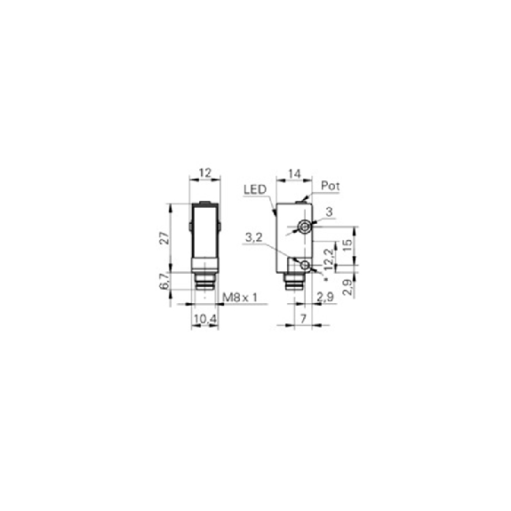 Cellule EAP NPN P=20-150mm Pot. LR LO/DO Plast. 10-30Vdc / M08 4P Cellule EAP NPN P=20-150mm Pot. LR LO/DO Plast. 10-30Vdc / M08 4P-Lire la description