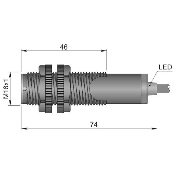 Cellule Directe M18 PNP P=100mm Plast. LO/DO Plast. Axial / Câble 2m-Lire la description