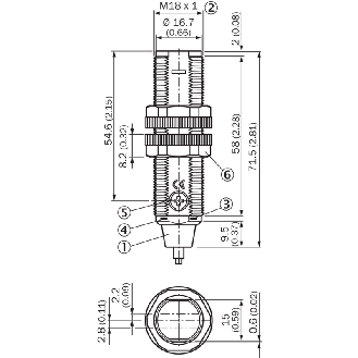 Cellule Directe M18 PNP P=115mm PinPoint LO/DO Plast.Axial / Câble 2m-Lire la description