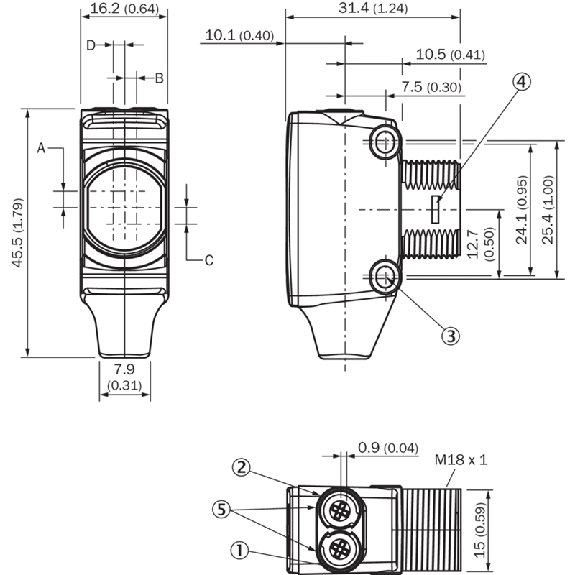 Cellule Bar. reflex PNP P=12m Laser LO/DO 10-30Vdc / Câble 2m-Lire la description